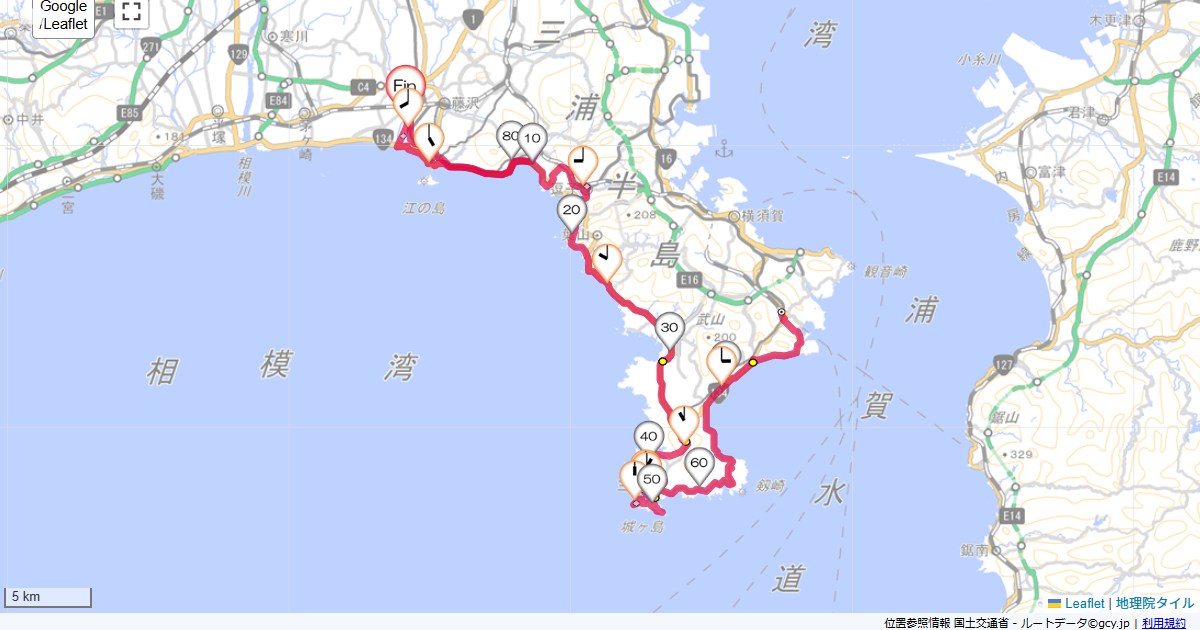 城ヶ島本鵠沼,本鵠沼,サイクリング,地図,記録,自転車