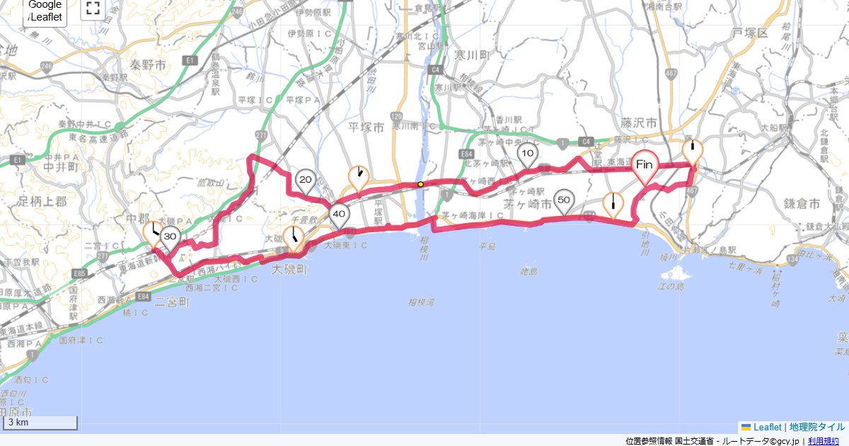 二宮本鵠沼,本鵠沼,サイクリング,地図,記録,自転車