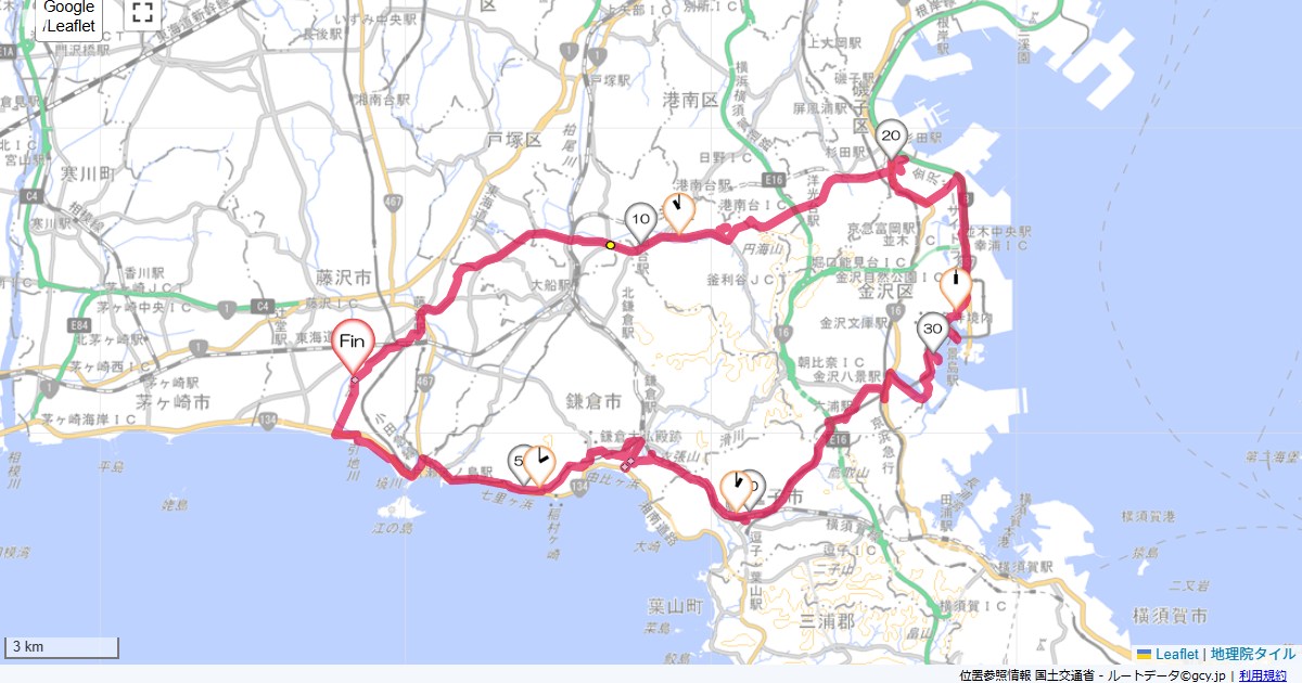 並木本鵠沼,本鵠沼,サイクリング,地図,記録,自転車
