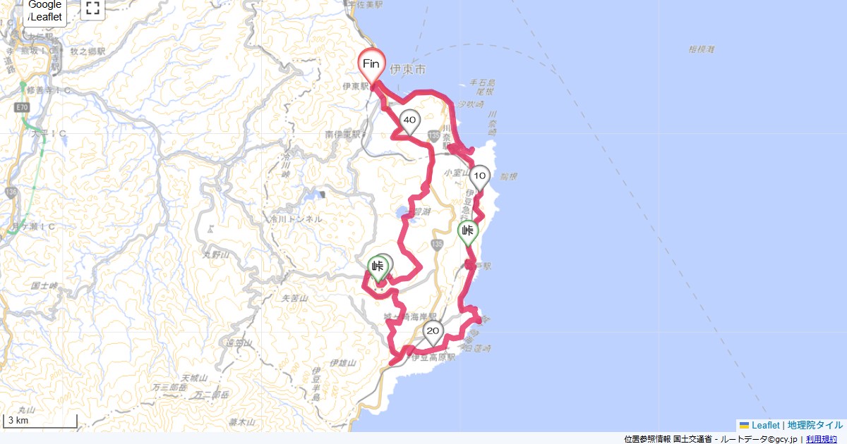 伊豆高原伊東市湯川,伊東市湯川,サイクリング,地図,記録,自転車