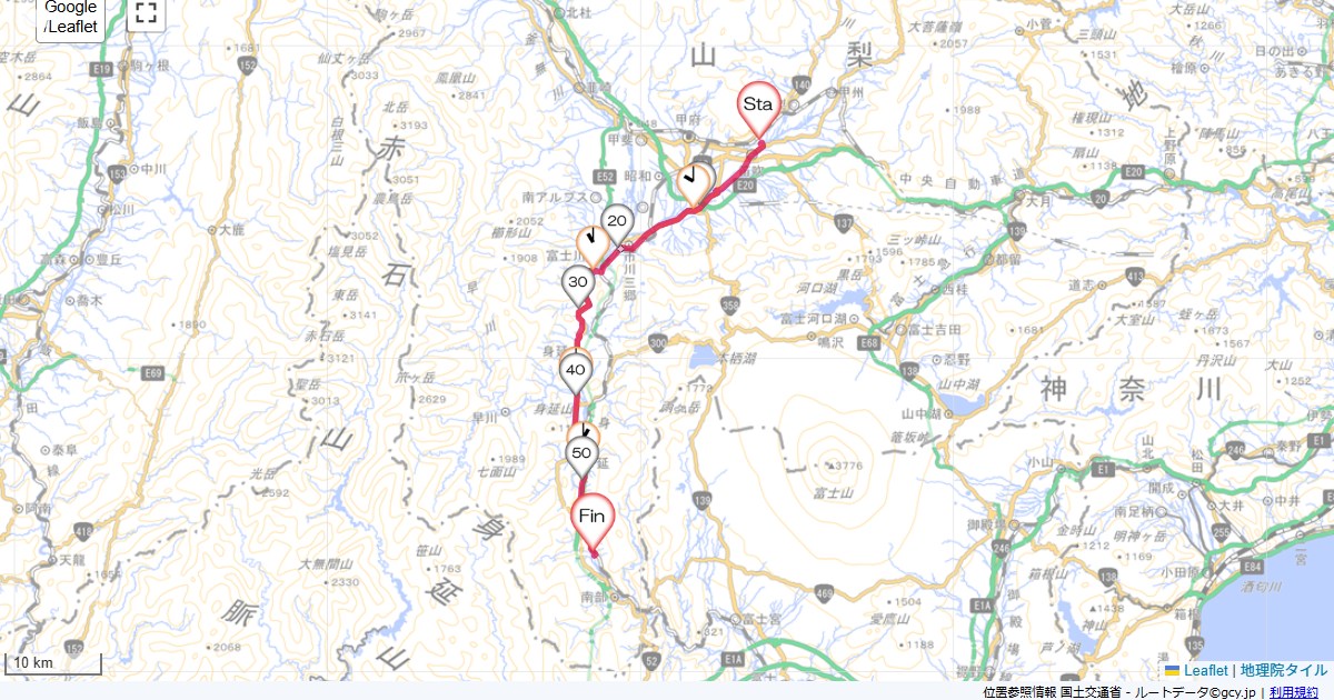 石和から内船笛吹市石和町川中島,芝川町上稲子,サイクリング,地図,記録,自転車