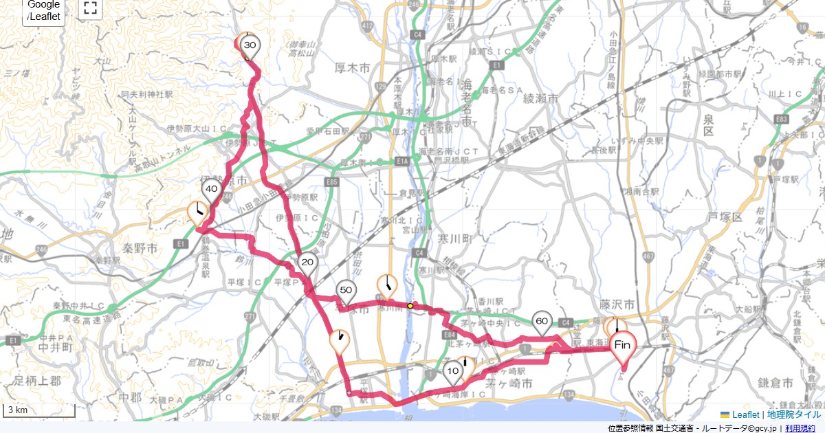 七沢温泉・鶴巻温泉本鵠沼,本鵠沼,サイクリング,地図,記録,自転車