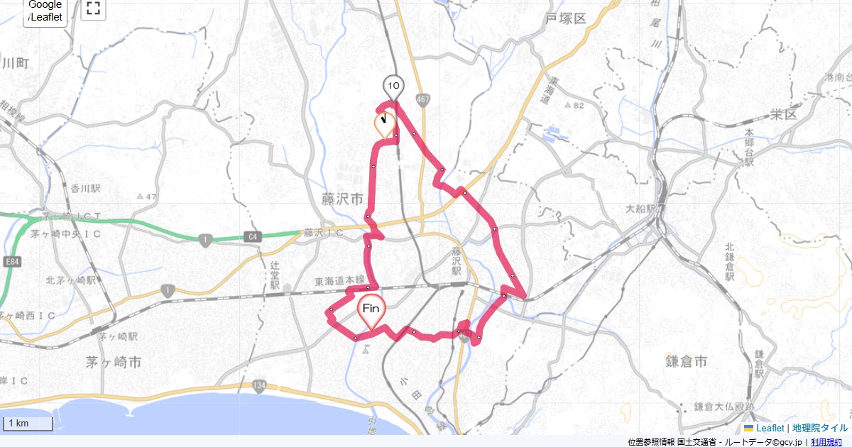 横須賀水道道1本鵠沼,本鵠沼,サイクリング,地図,記録,自転車