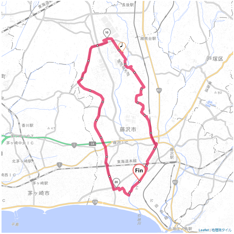 横須賀水道道2本鵠沼,本鵠沼,サイクリング,地図,記録,自転車
