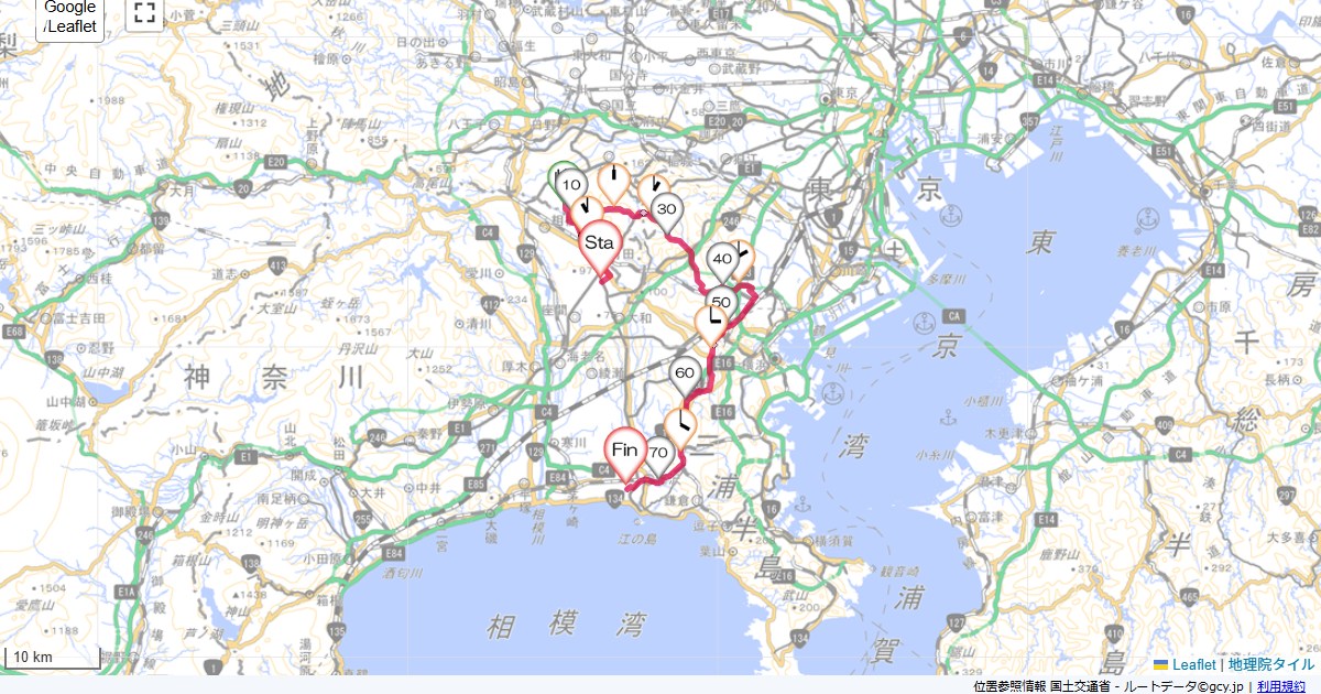 鶴見川源流から下る相模原市上鶴間,本鵠沼,サイクリング,地図,記録,自転車