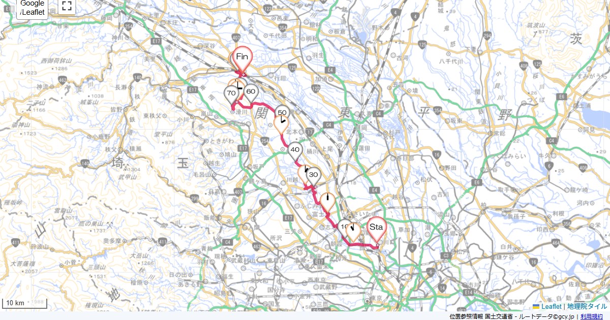 荒川で熊谷まで北区赤羽,熊谷ロイヤルホテルすずき,サイクリング,地図,記録,自転車