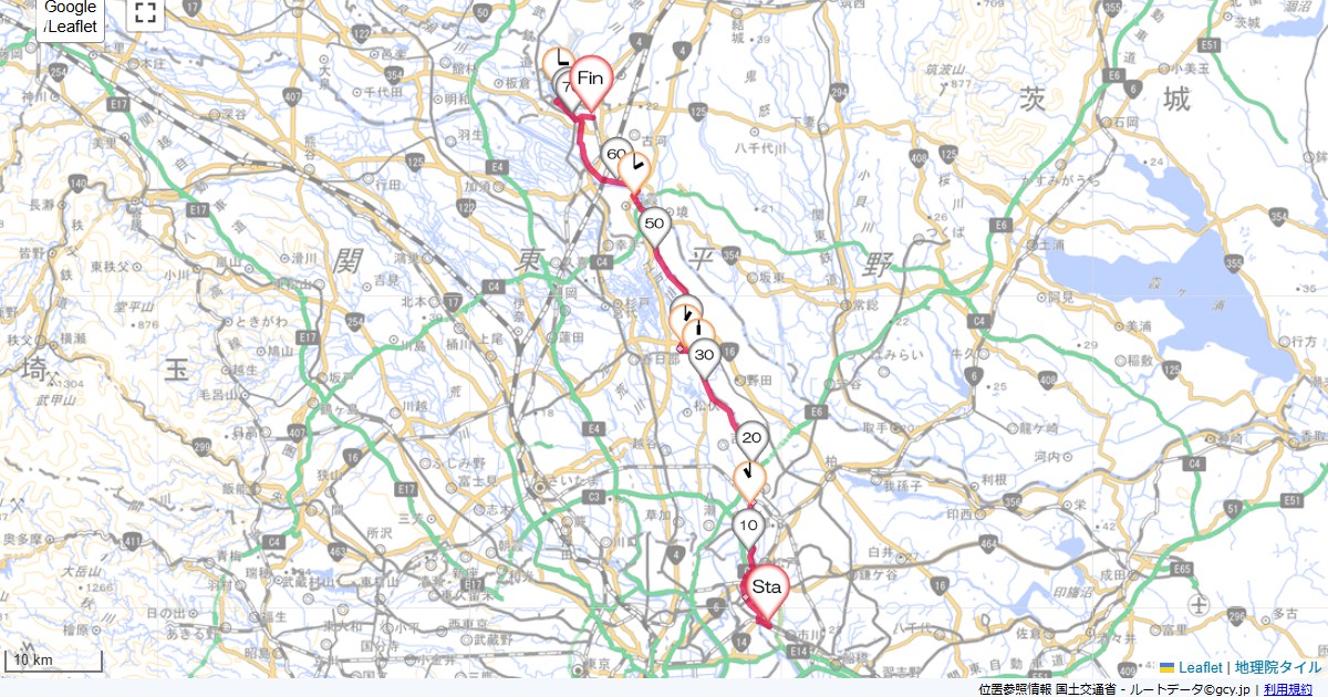 江戸川・渡良瀬遊水地・久喜市川市市川,古河市本町,サイクリング,地図,記録,自転車