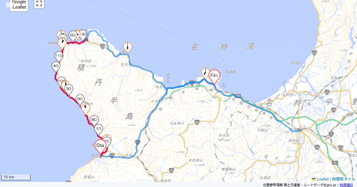 03北海道5日目岩内バスターミナル(2003),小樽市稲穂,サイクリング,地図,記録,自転車