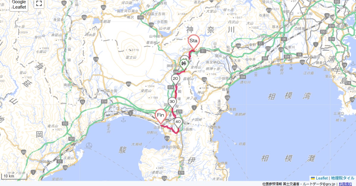 御殿場小山町小山,沼津駅,サイクリング,地図,記録,自転車
