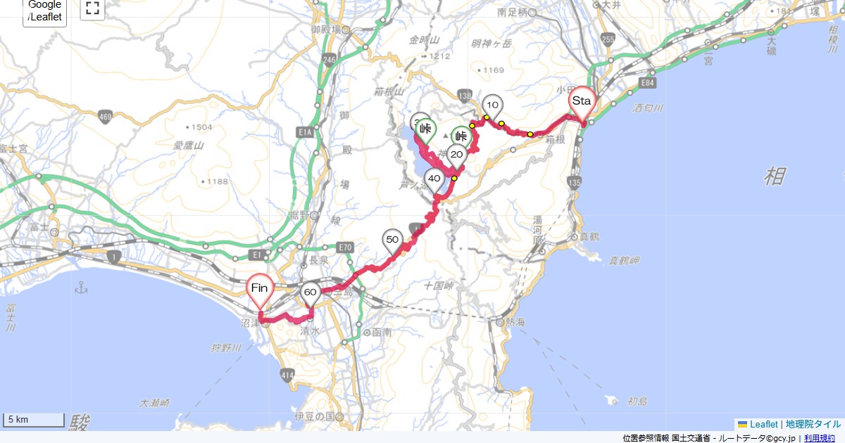 箱根小田原市早川,沼津駅,サイクリング,地図,記録,自転車