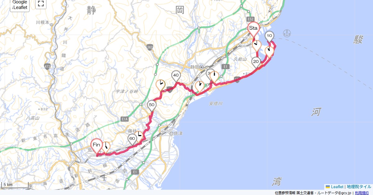清水から宇津ノ谷峠で島田へ静岡市清水辻,島田市横井,サイクリング,地図,記録,自転車