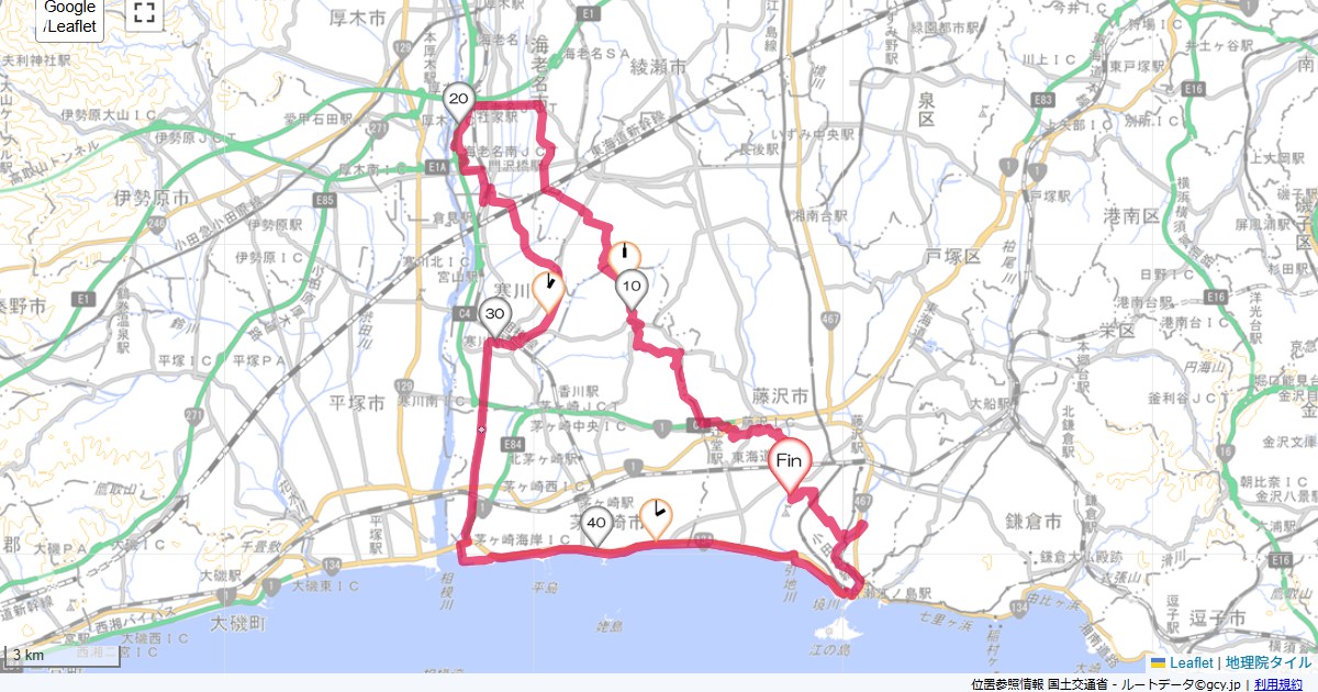 寒川・茅ヶ崎本鵠沼,藤沢市本鵠沼,サイクリング,地図,記録,自転車