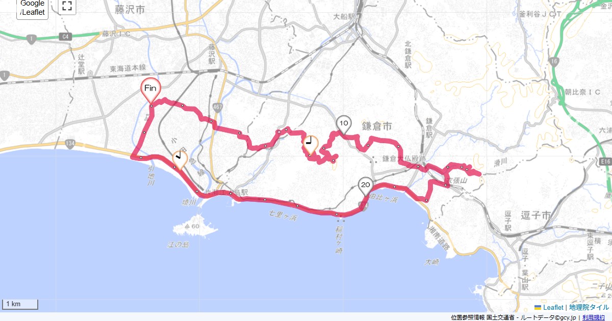 鎌倉山本鵠沼,本鵠沼,サイクリング,地図,記録,自転車