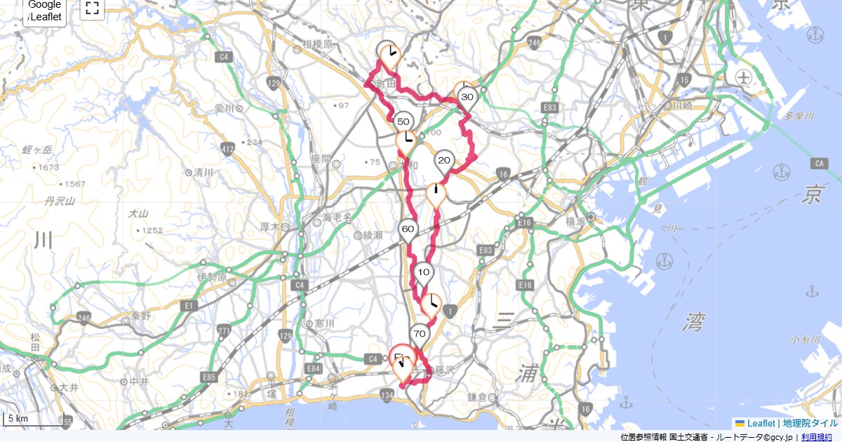 恩田川本鵠沼,本鵠沼,サイクリング,地図,記録,自転車