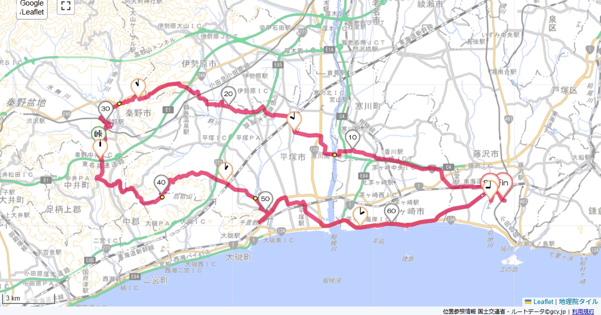 善波峠・七国峠本鵠沼,藤沢市鵠沼桜が岡,サイクリング,地図,記録,自転車