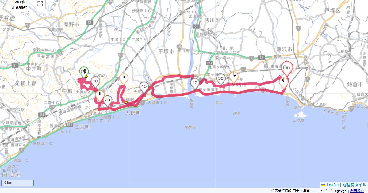 大磯本鵠沼,本鵠沼,サイクリング,地図,記録,自転車