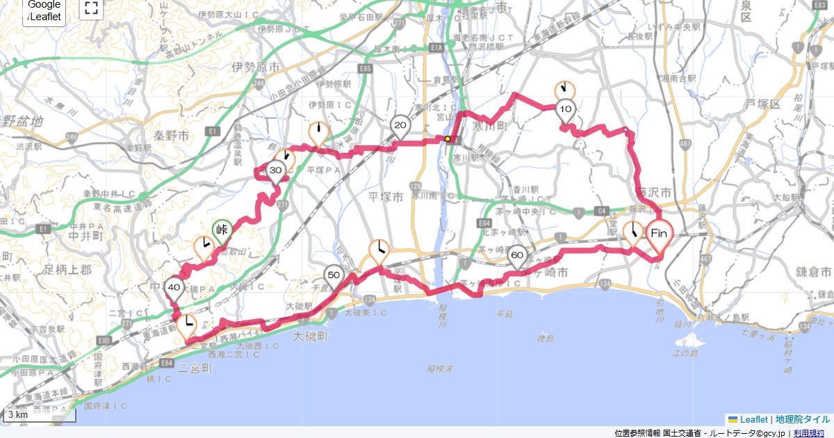 二宮本鵠沼,本鵠沼,サイクリング,地図,記録,自転車