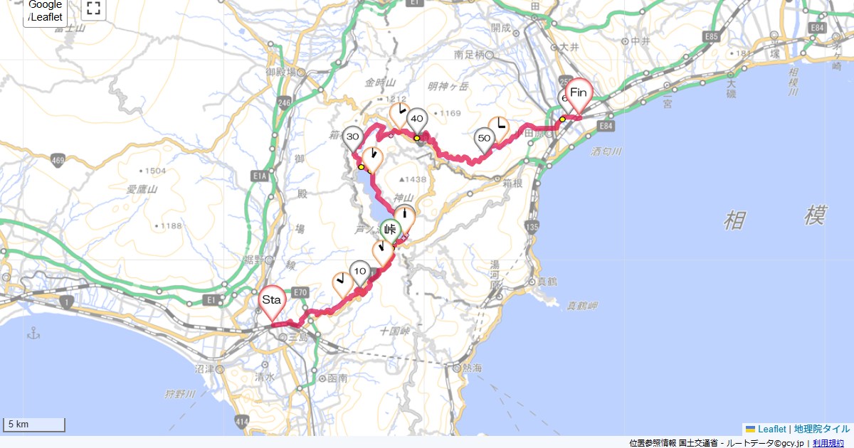 三島から箱根・芦ノ湖、足柄林道三島駅北口,小田原市鴨宮,サイクリング,地図,記録,自転車
