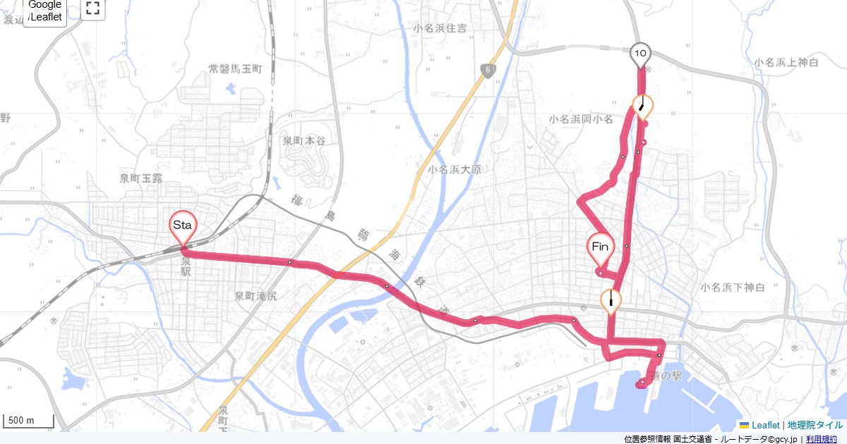泉駅から小名浜までいわき市泉町,いわき市小名浜中町境,サイクリング,地図,記録,自転車