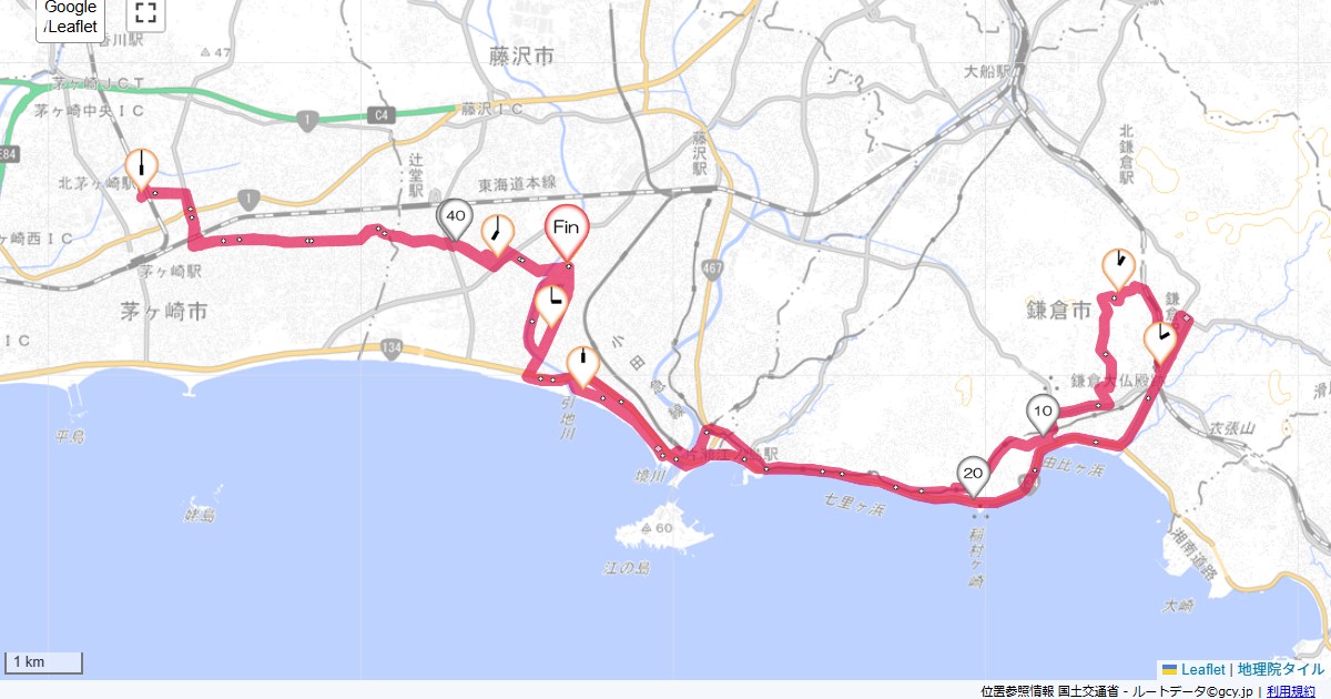 化粧坂本鵠沼,藤沢市本鵠沼,サイクリング,地図,記録,自転車