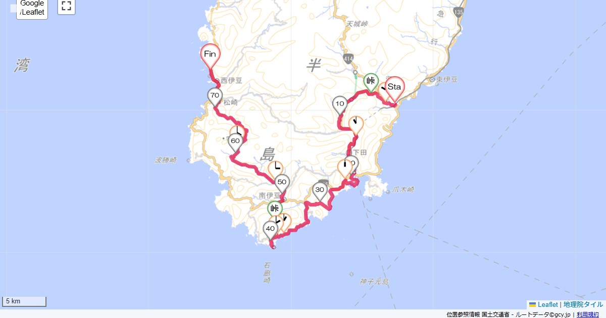河津から下田、石廊崎、堂ヶ島河津町浜,西伊豆町仁科,サイクリング,地図,記録,自転車