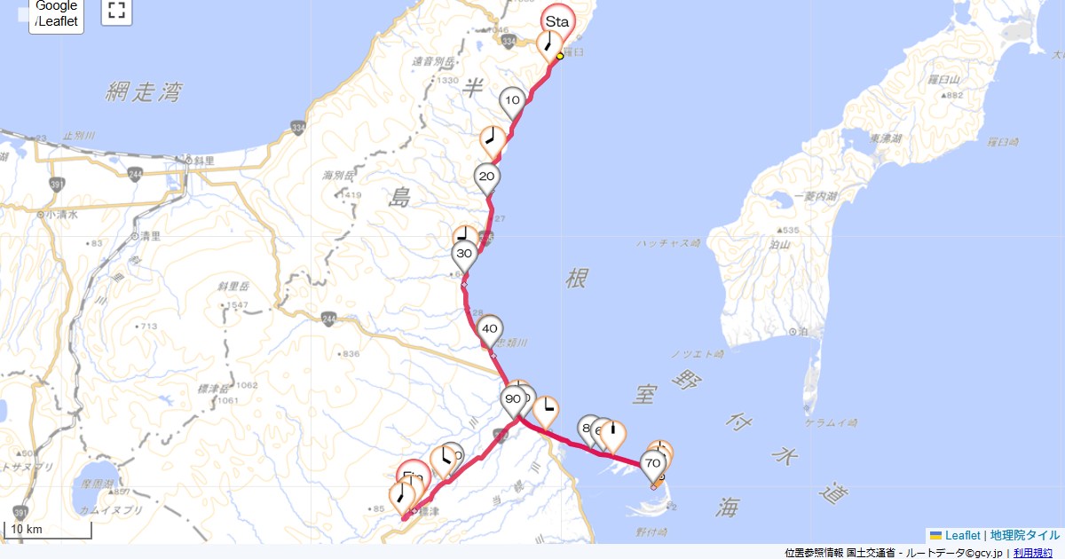 04道東4日目ビジネスホテル漁火,中標津トーヨーグランドホテル,サイクリング,地図,記録,自転車