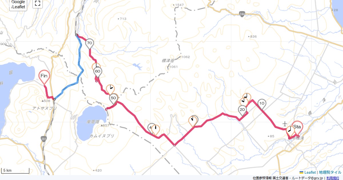 04道東5日目中標津トーヨーグランドホテル,川湯プラザホテル,サイクリング,地図,記録,自転車