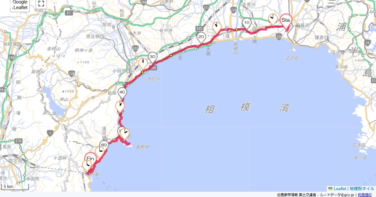 真鶴・熱海本鵠沼,熱海駅,サイクリング,地図,記録,自転車