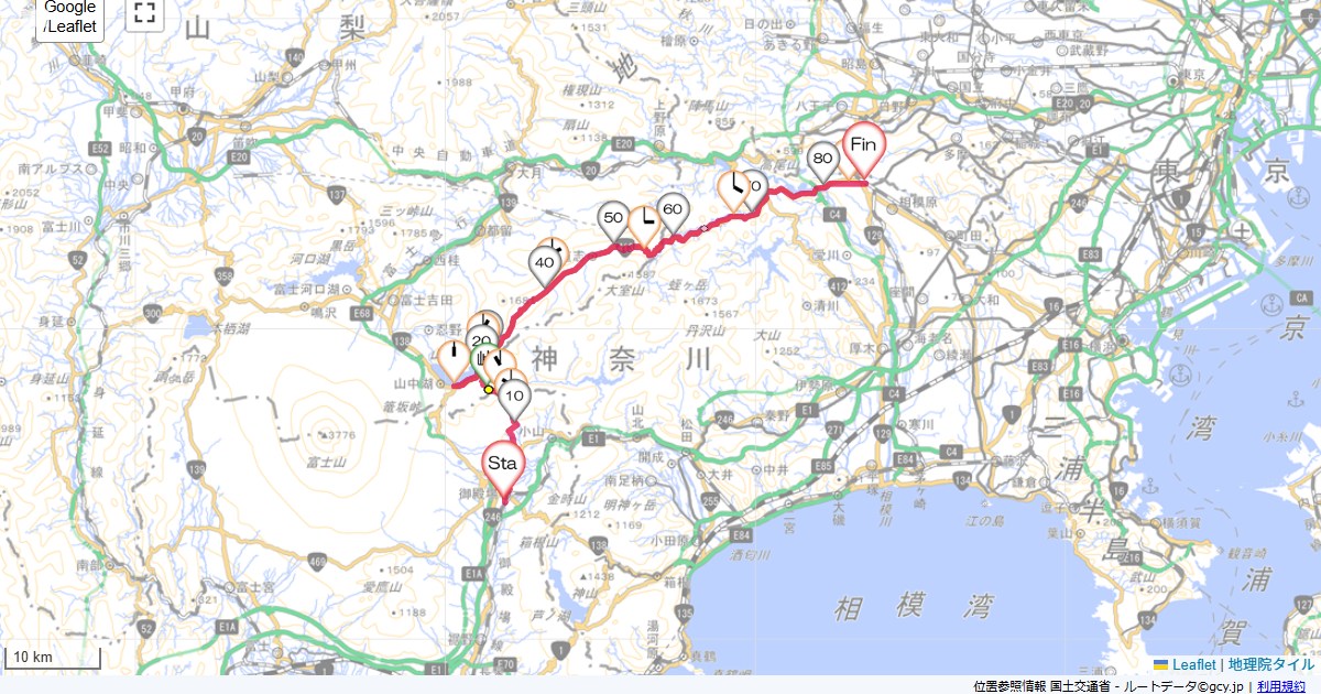 三国峠・山中湖・道志みち御殿場市新橋,相模原市緑区橋本,サイクリング,地図,記録,自転車