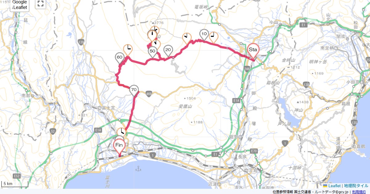 富士山スカイライン・富士山五合目御殿場市新橋,富士市川成島,サイクリング,地図,記録,自転車