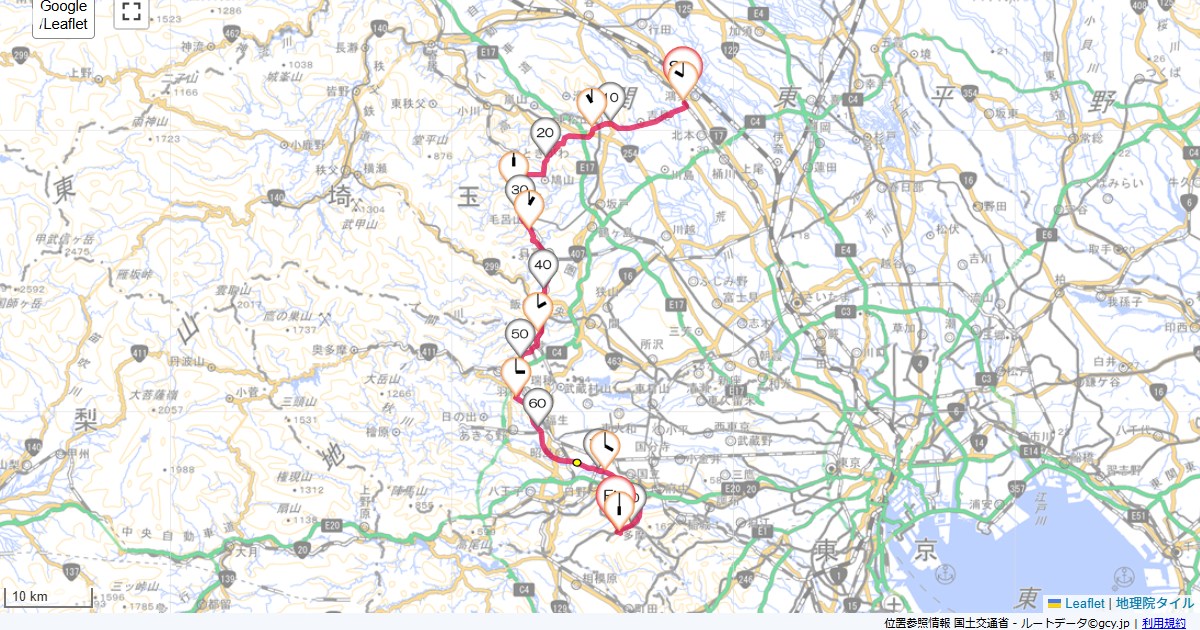 鴻巣から比企丘陵・多摩サイ鴻巣市栄町,多摩市落合,サイクリング,地図,記録,自転車