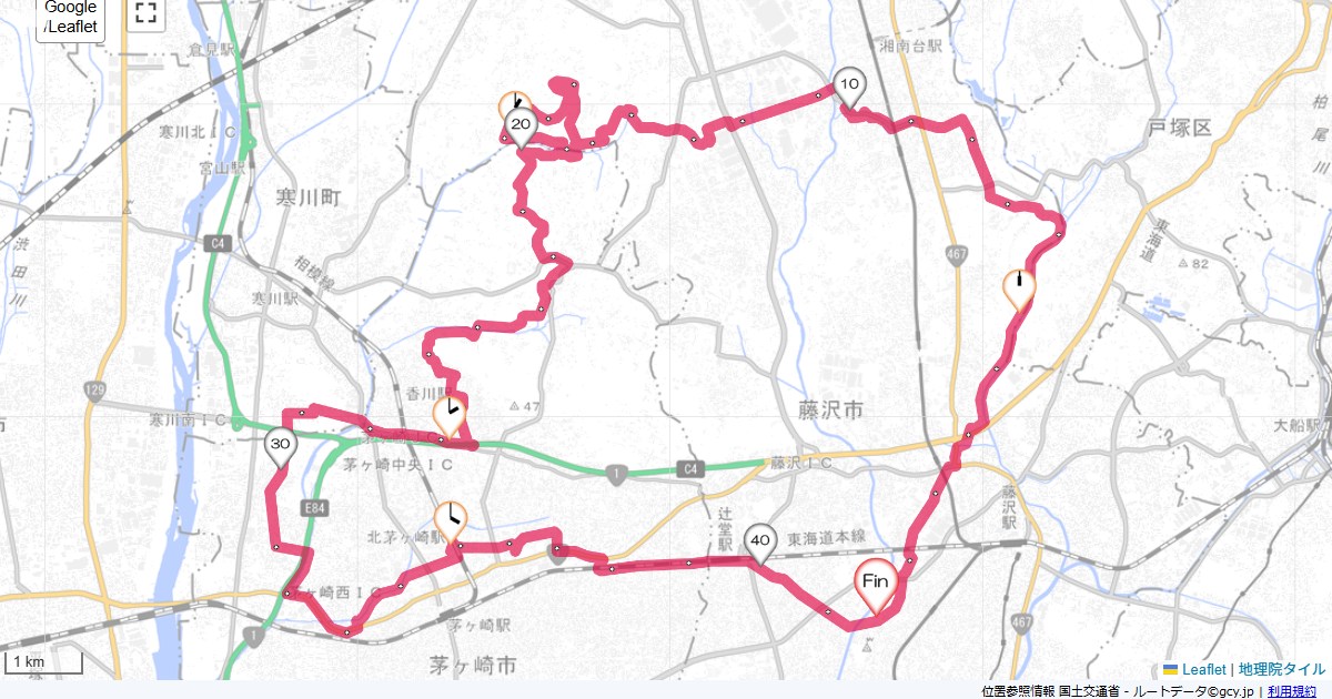 小出川・里山公園本鵠沼,本鵠沼,サイクリング,地図,記録,自転車
