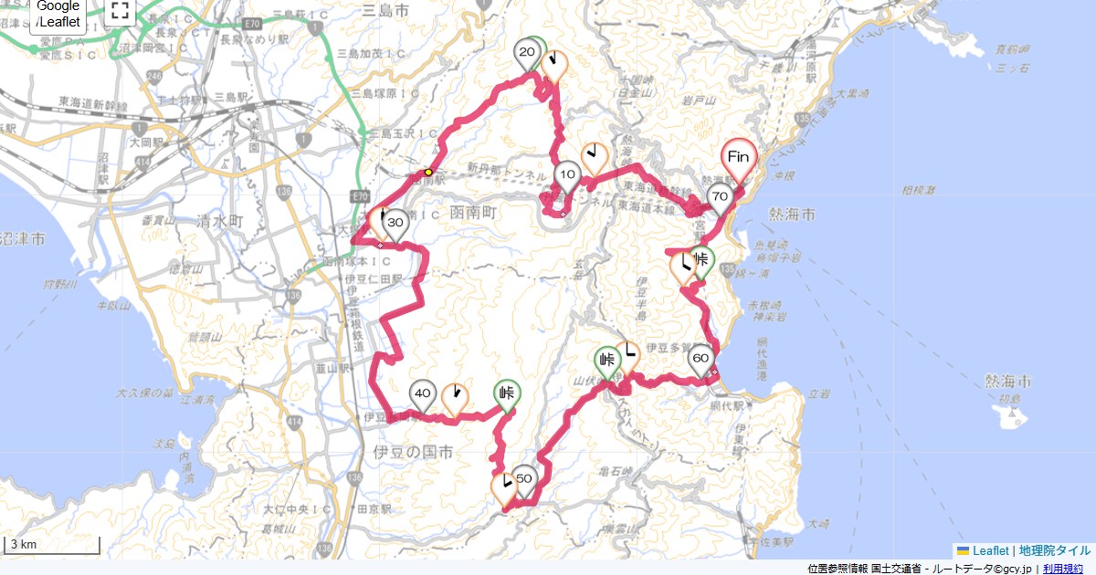 ぐるっと熱海函南韮山山伏峠熱海駅,熱海駅,サイクリング,地図,記録,自転車