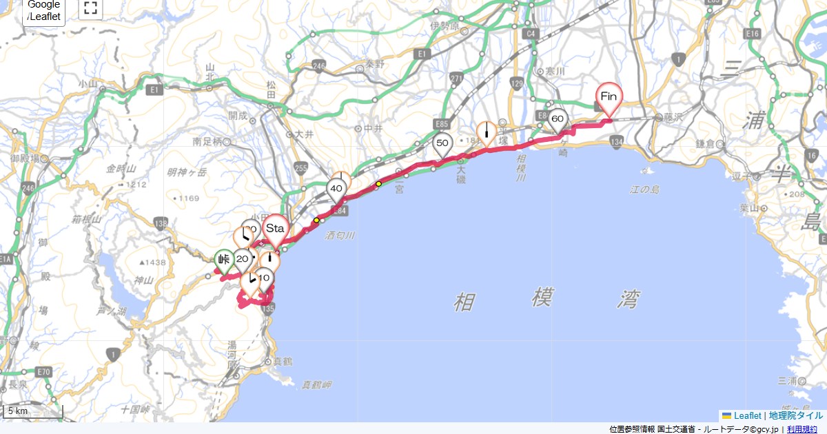 早川・ヒルトン小田原・白銀林道小田原市早川,藤沢市辻堂,サイクリング,地図,記録,自転車