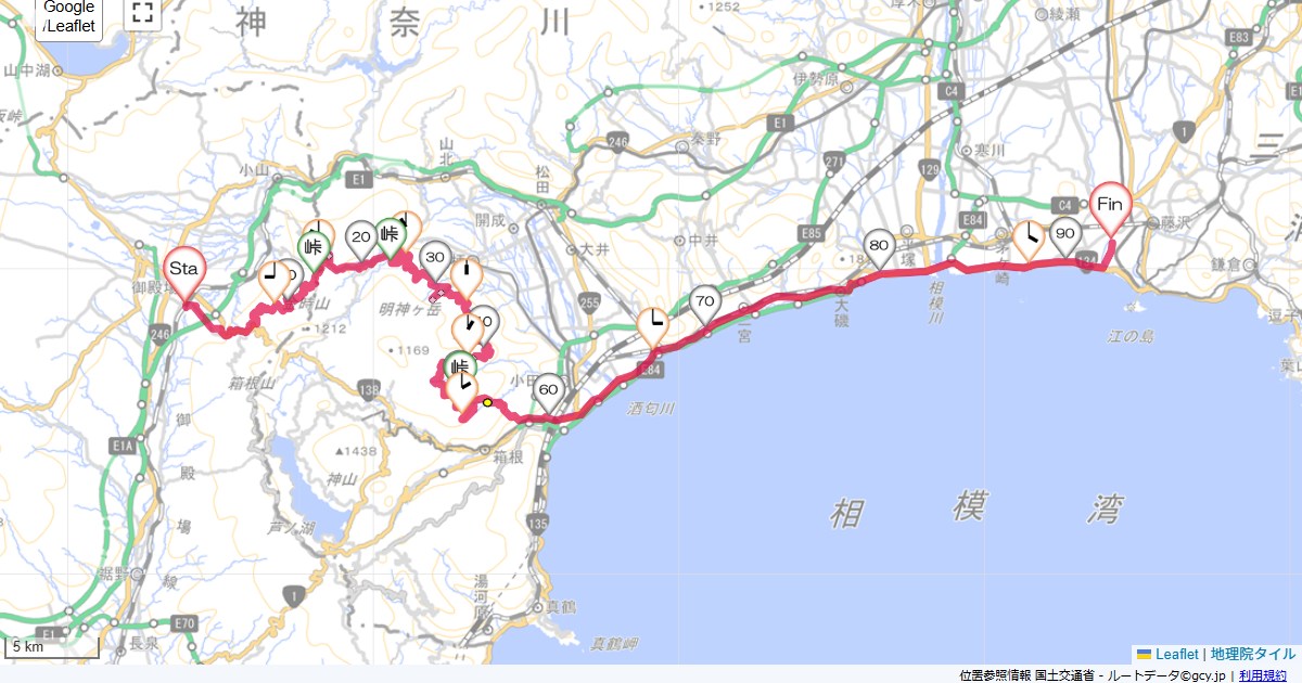 箱根の五つの林道御殿場市新橋,藤沢市本鵠沼,サイクリング,地図,記録,自転車