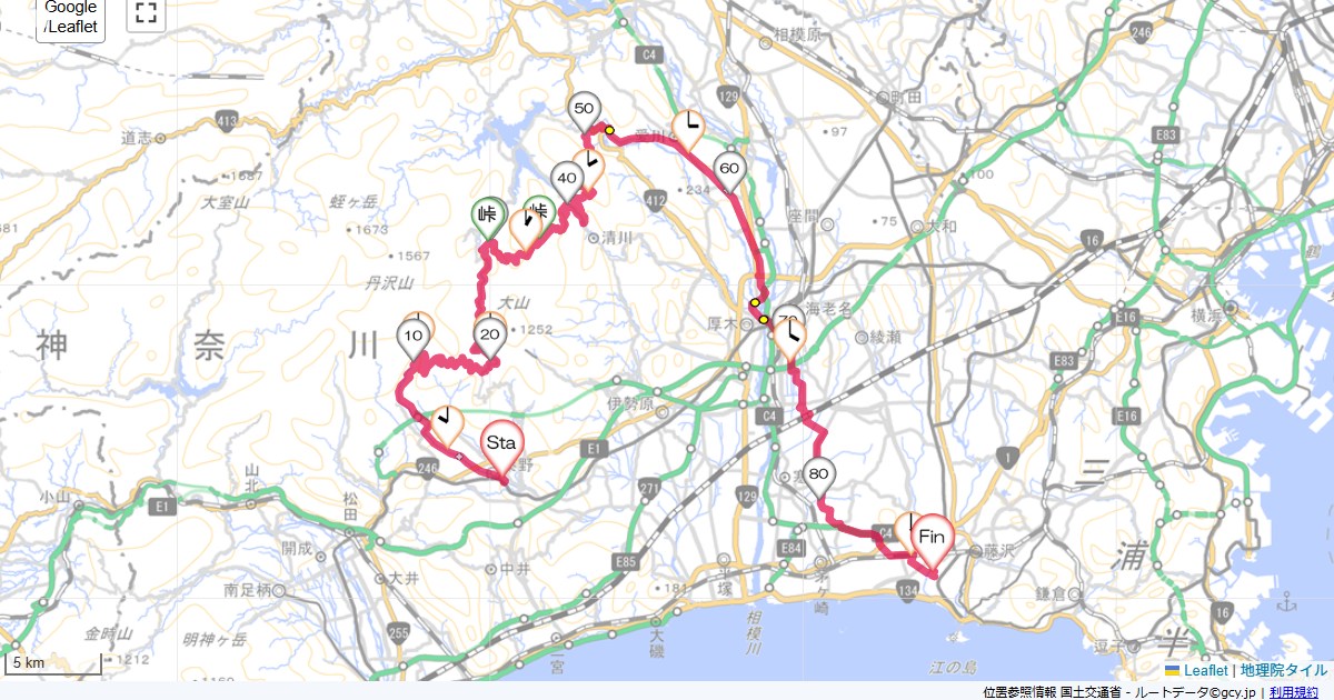 表丹沢林道・唐沢林道・半原越秦野市大秦町,藤沢市鵠沼海岸,サイクリング,地図,記録,自転車