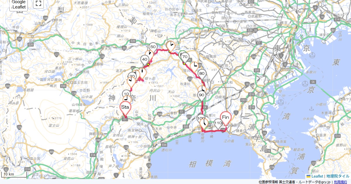 犬越路林道山北町谷ケ,藤沢市本鵠沼,サイクリング,地図,記録,自転車