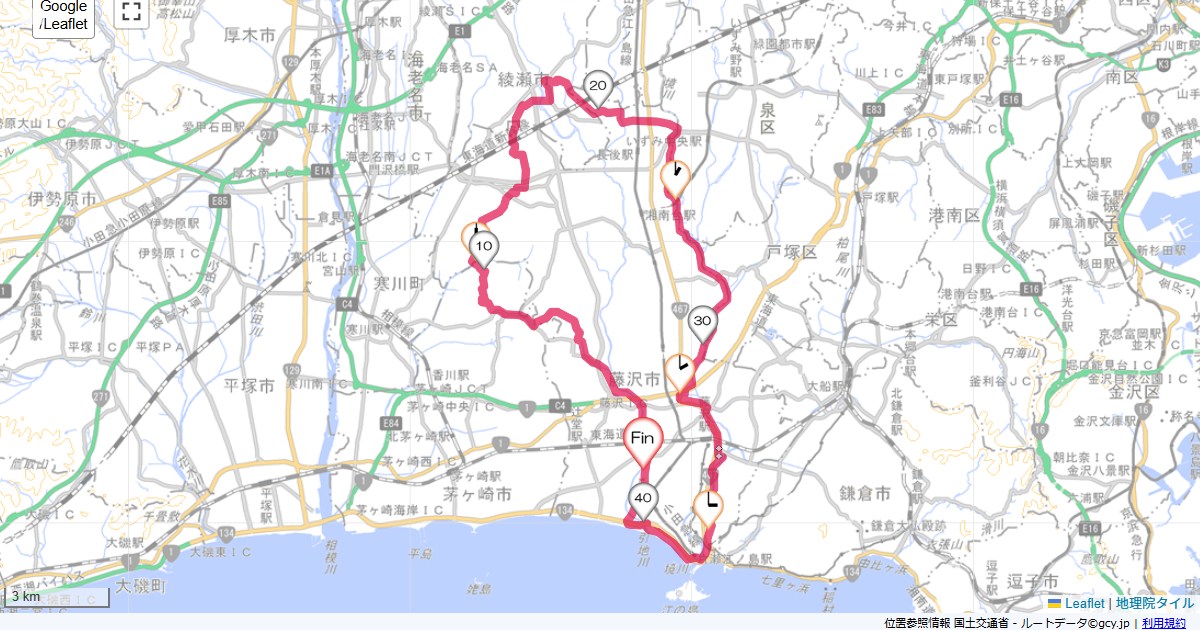 里山公園・長後本鵠沼,藤沢市本鵠沼,サイクリング,地図,記録,自転車