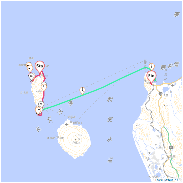 05道北5日目民宿海憧,稚内市大黒,サイクリング,地図,記録,自転車