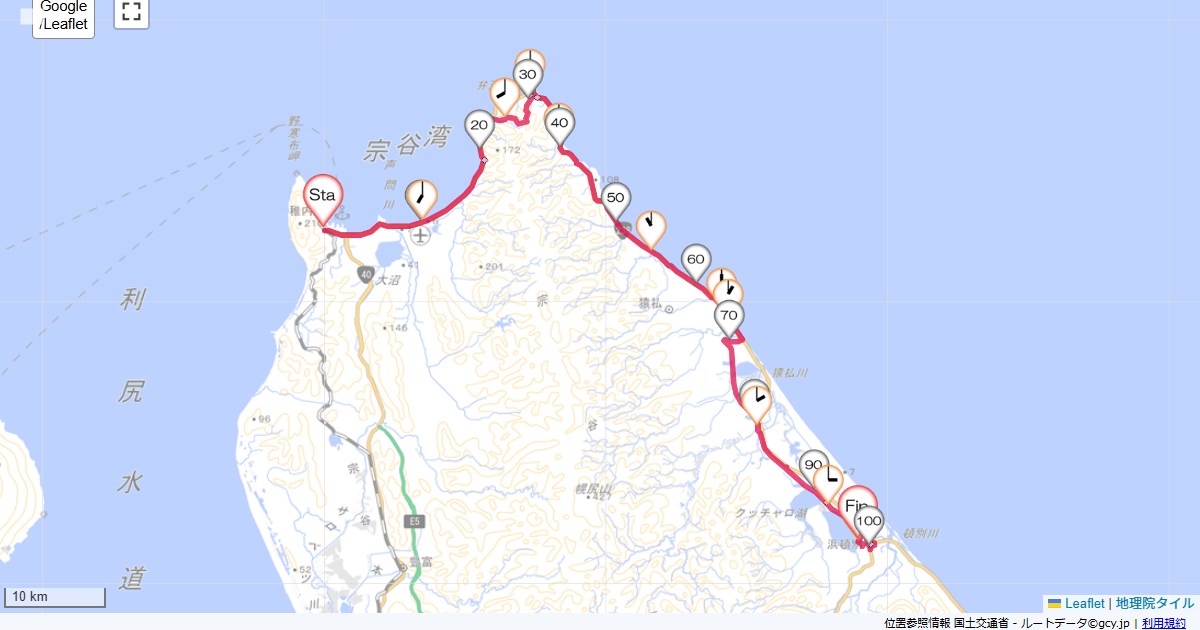 05道北6日目稚内市大黒,はまとんべつ温泉ウィング,サイクリング,地図,記録,自転車