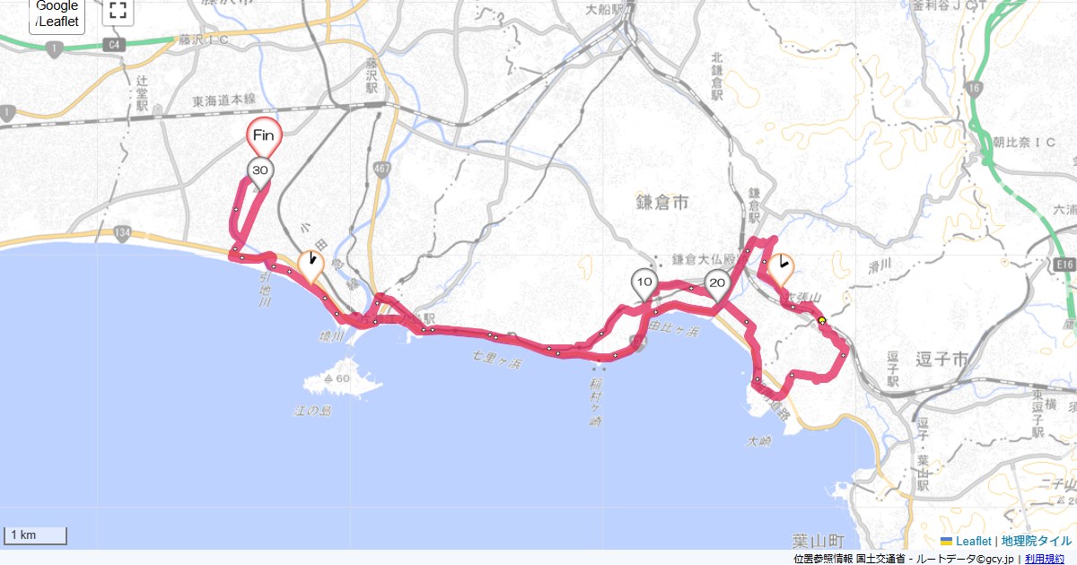 名越切通2本鵠沼,藤沢市本鵠沼,サイクリング,地図,記録,自転車