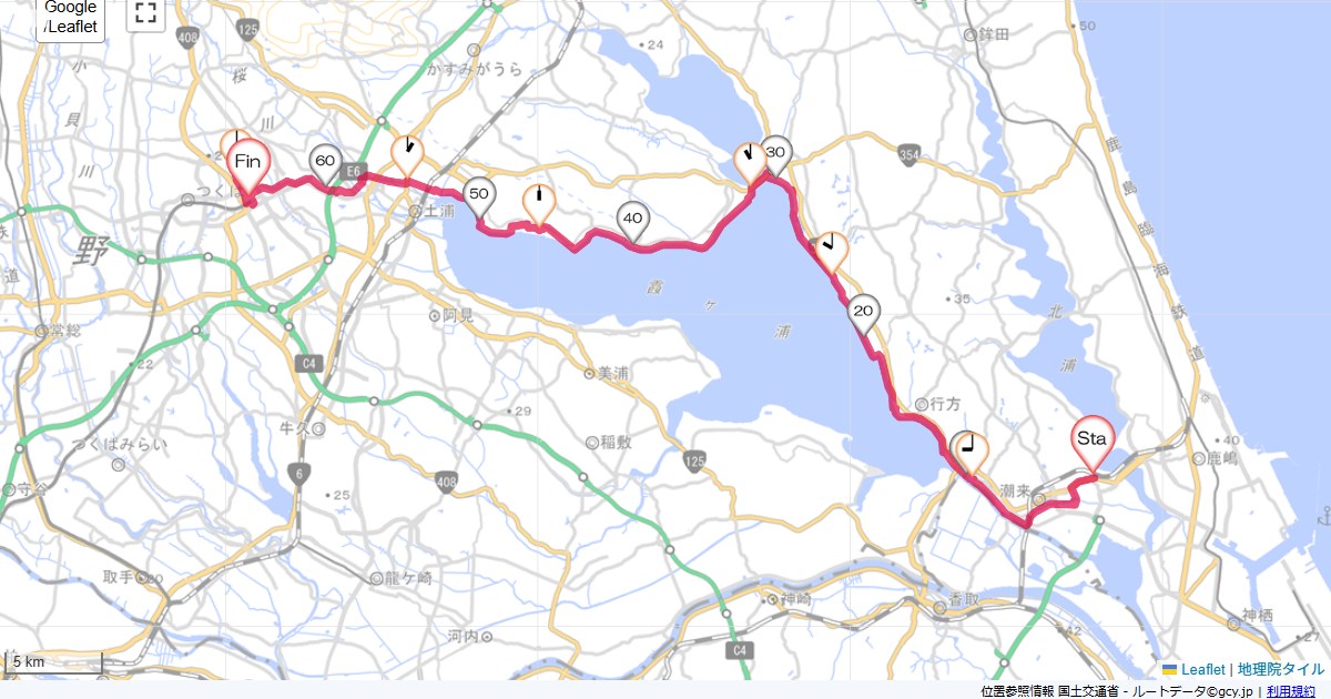 潮来からつくば潮来市新宮南,つくば市吾妻,サイクリング,地図,記録,自転車