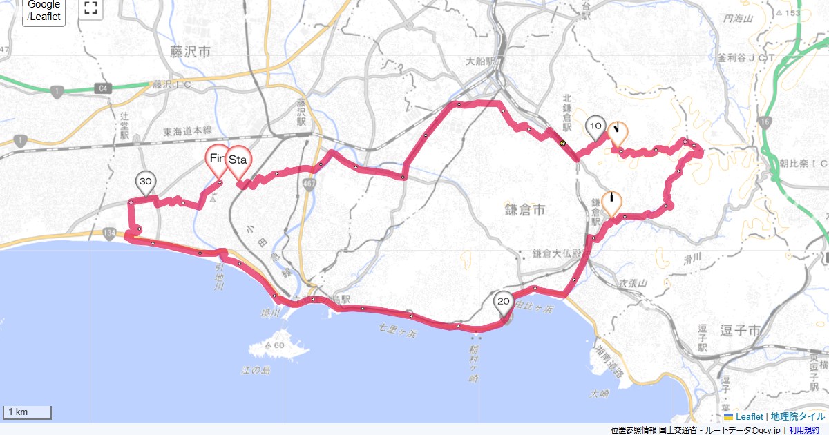 鎌倉アルプス藤沢市本鵠沼,本鵠沼,サイクリング,地図,記録,自転車