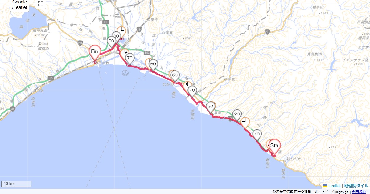 06北海道4日目新冠温泉レ・コードの湯ホテルヒルズ,ホテル杉田,サイクリング,地図,記録,自転車