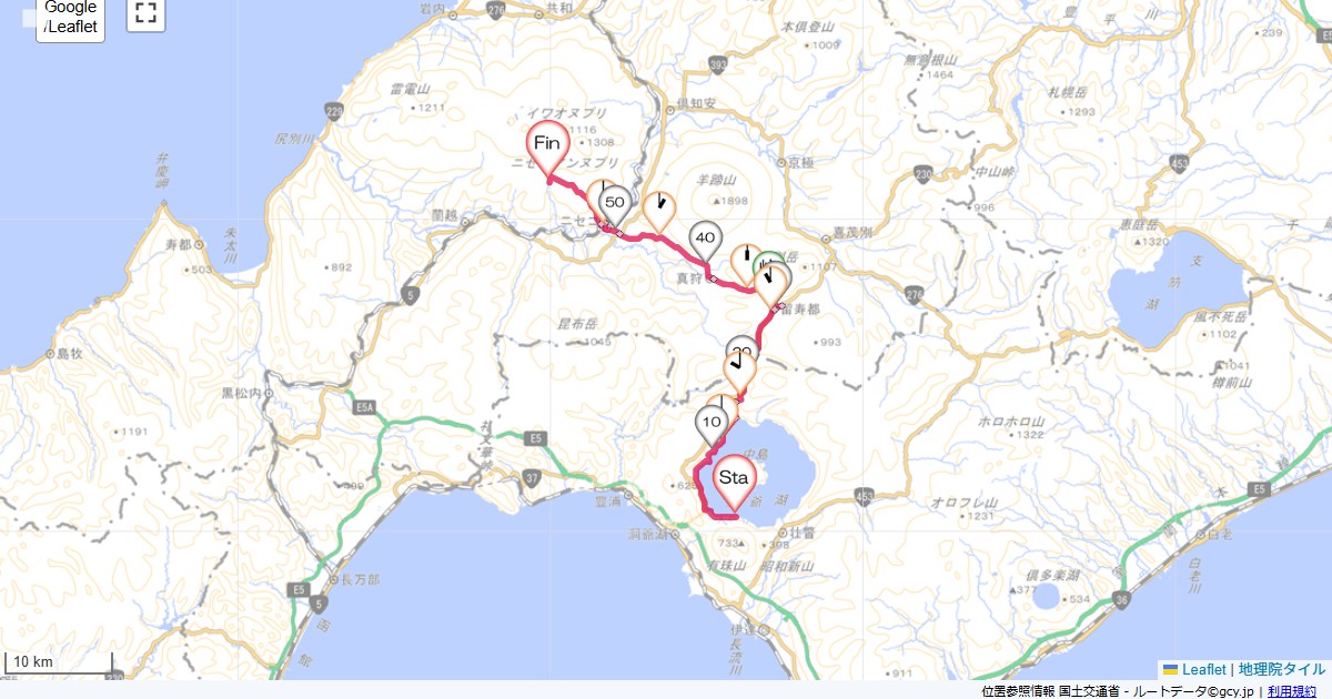 06北海道7日目洞爺サンパレス,ニセコグランドホテル,サイクリング,地図,記録,自転車