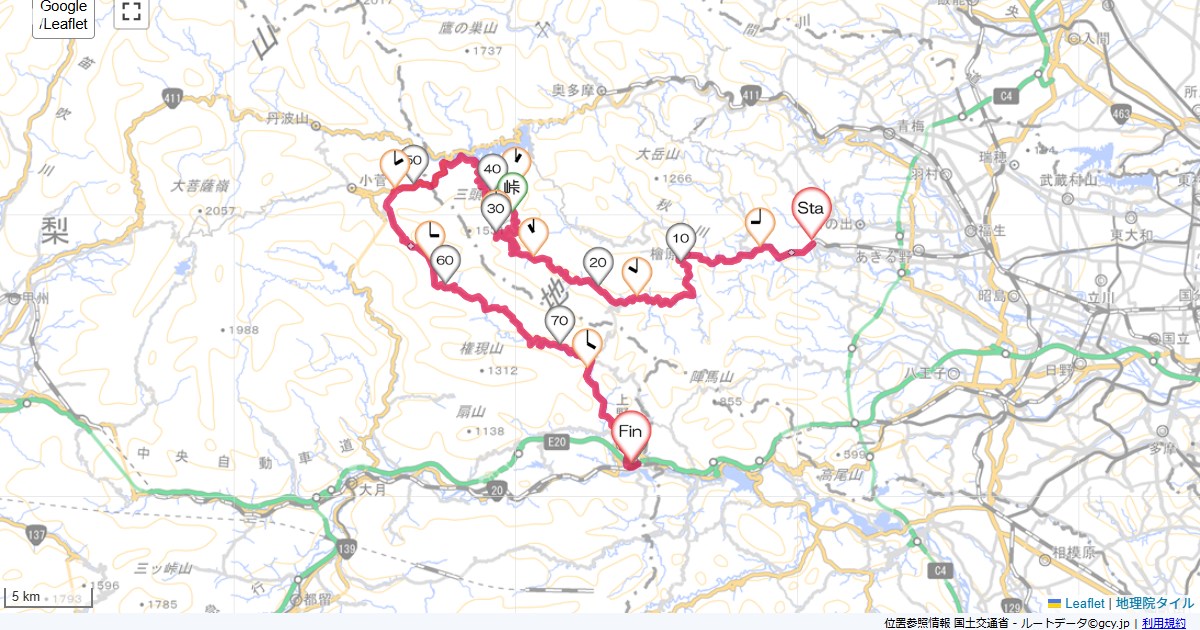 風張峠・鶴峠あきる野市舘谷台,上野原市新田,サイクリング,地図,記録,自転車