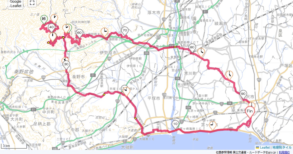 ヤビツ峠・菩提峠本鵠沼,本鵠沼,サイクリング,地図,記録,自転車