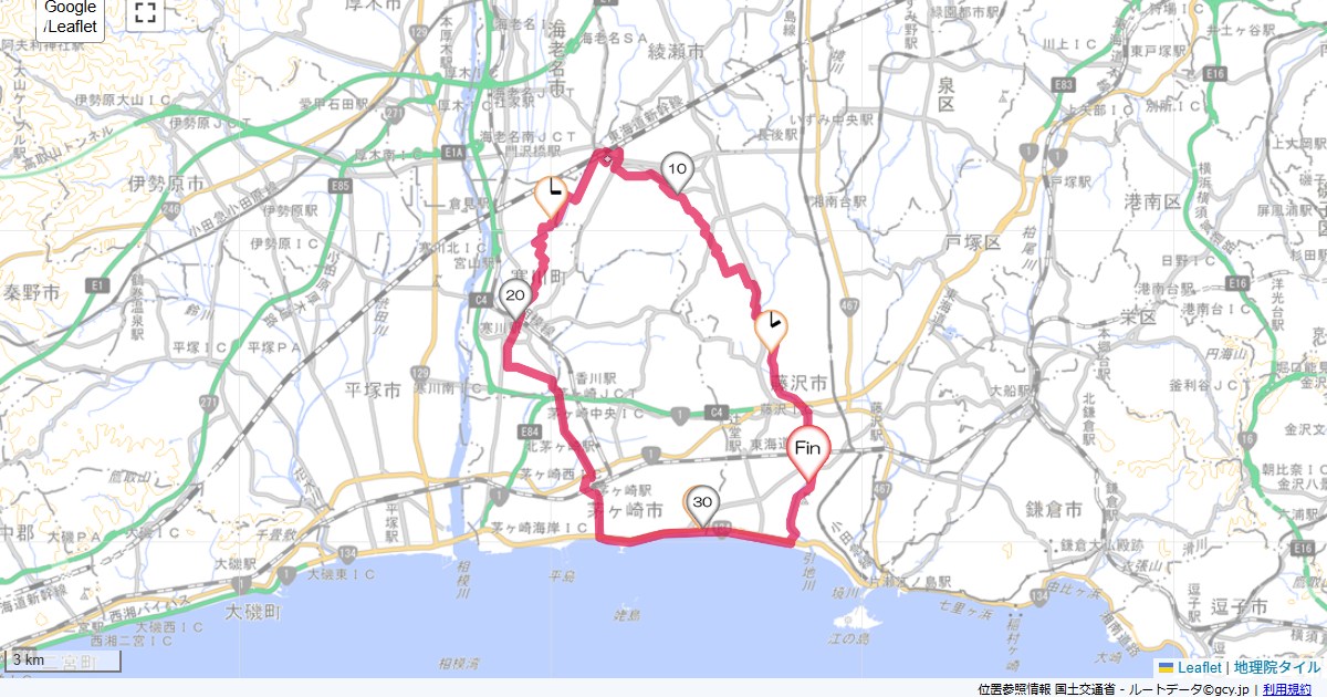 然庵本鵠沼,本鵠沼,サイクリング,地図,記録,自転車