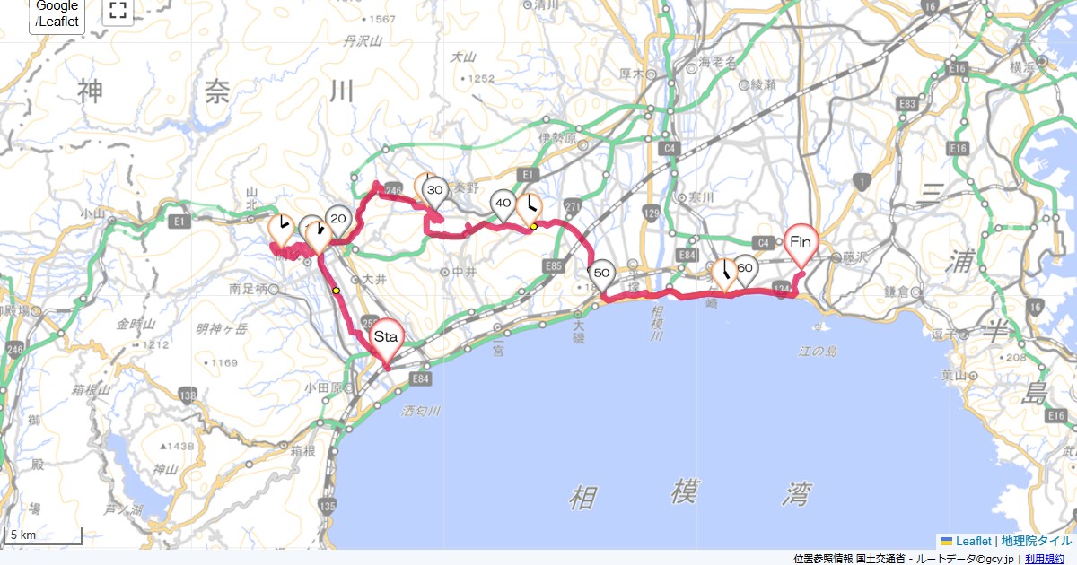 開成あじさいの里小田原市鴨宮,藤沢市本鵠沼,サイクリング,地図,記録,自転車