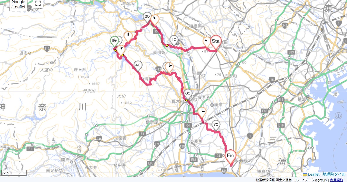 宮ケ瀬湖相模大野駅,藤沢市本鵠沼,サイクリング,地図,記録,自転車
